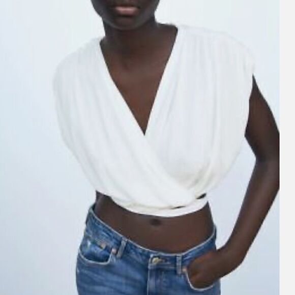 NWT ZARA Crossover Crop Top Medium - Picture 1 of 8